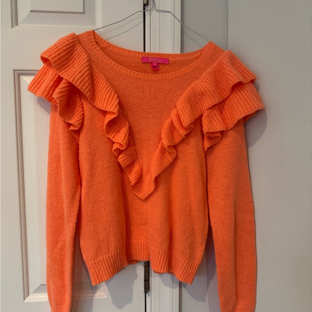 Lilly Pulitzer Vibrant Orange Ruffle Sweater